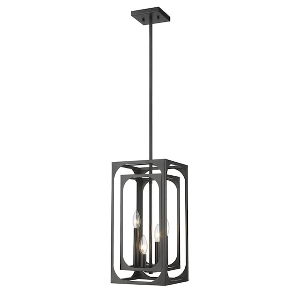 Z-Lite Easton Chandelier, 4-Light, 9.25 In.W x 18.75 In.H, Matte Black/Matte Black 3038-4MB - main